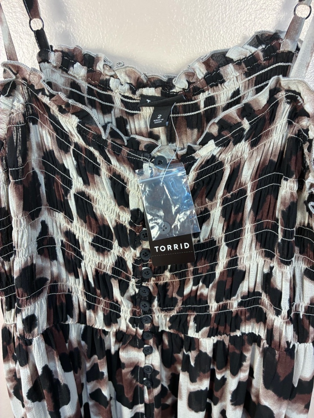 Torrid Chiffon Leopard Print Button Up Tunic Dress - Picture 2 of 9